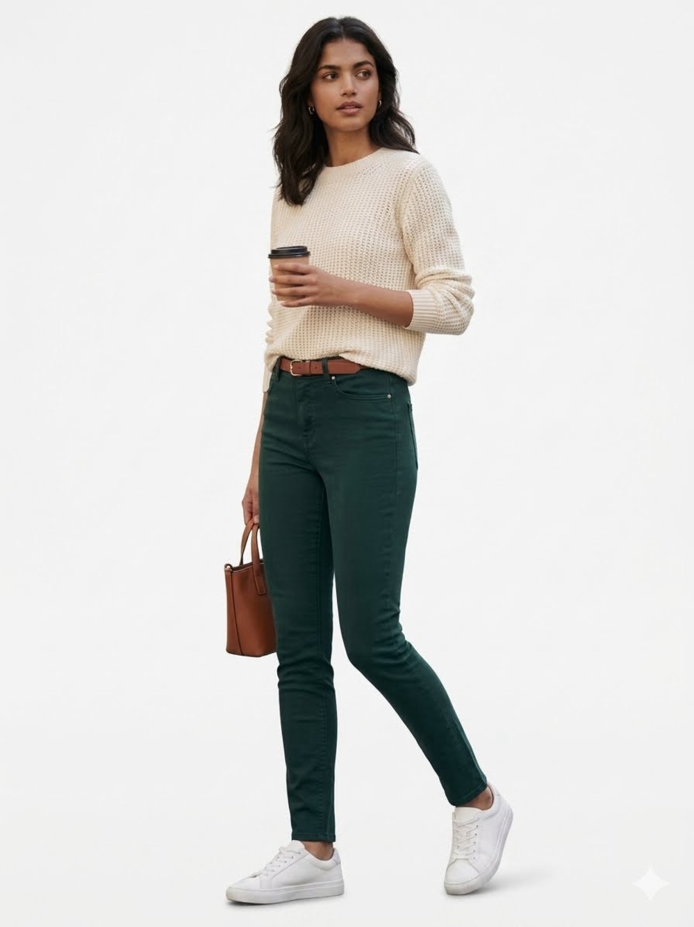Massimo Dutti Dark Green High-Waisted Skinny Jeans Size EUR 40 / US 8